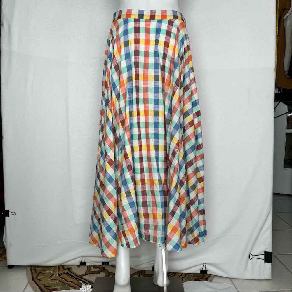 Anthropologie Multicolor Gingham Circle Skirt - Picture 3 of 13